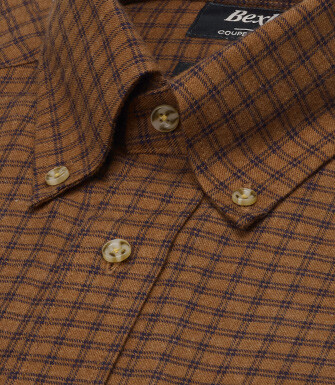 Chemise homme flanelle à carreaux chocolat et navy - COLTON