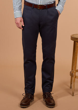 Pantalon chino homme marine à pince en twill - KAYNAN