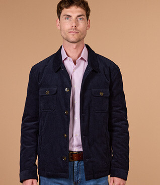 Veste surchemise homme en velours navy matelassée - CARSTEN