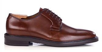Derby homme en veau italien patiné châtaigne - FLEMINGSTON GOMME