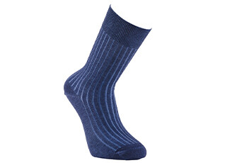 Chaussettes fils d'Ecosse avec côtes Bleu Chiné et Bleu Moyen