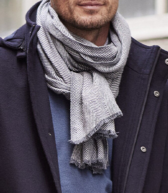 Écharpe fine Laine et Cachemire Gris et Ecru