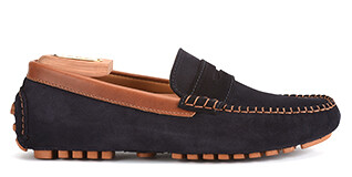 Mocassin été Velours Marine Et Châtaigne - BISCAYNE