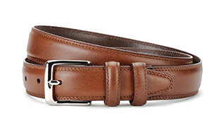 Ceinture cuir homme Châtaigne avec boucle argent - BRIXTON SILVER