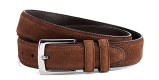 Ceinture luxe homme Velours Havane - WESTGATE SILVER