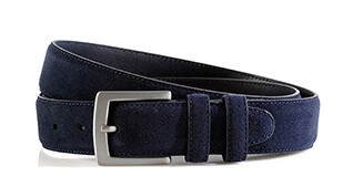 Ceinture luxe homme Velours Marine - WESTGATE SILVER