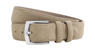 Ceinture luxe homme Velours Beige - WESTGATE SILVER