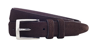 Ceinture pour homme en cuir Velours Brun - RAMSGATE SILVER