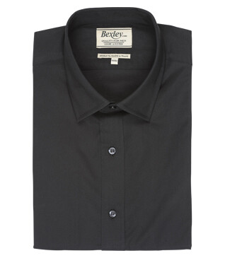Chemise noire coton popeline - Col français - LOUIS