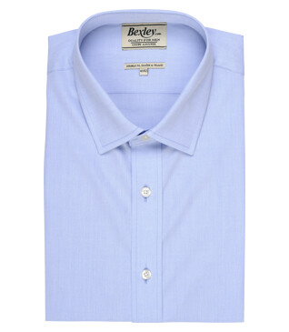 Chemise bleu ciel popeline - Col français - LOUIS.