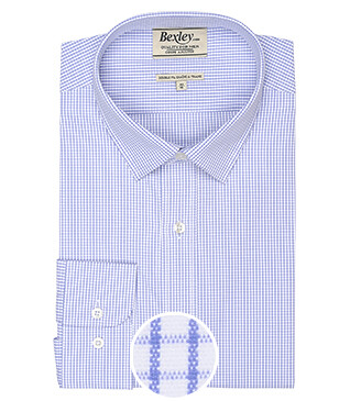 Chemise à carreaux fins blancs et bleus - MARTIN