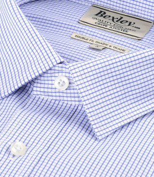 Chemise à carreaux fins blancs et bleus - MARTIN