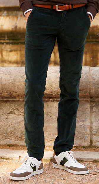 Pantalon chino velours côtelé homme Vert Sapin - NORMAN