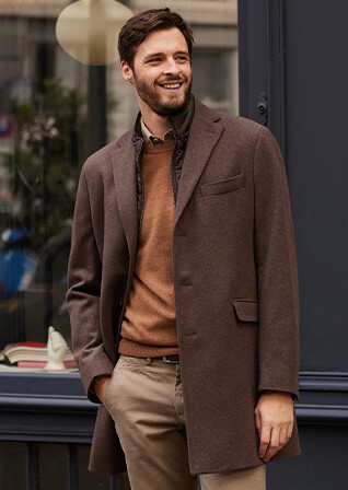 Manteau homme laine & cachemire hiver Chocolat - HONORÉ II