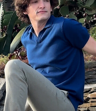 Polo habillé tricot homme sans boutons Indigo - BRAVEN