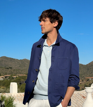 Veste de peintre coton/lin Indigo - FAUSTINIEN