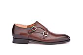 Chaussures homme double boucle Chocolat Patiné - CHIGWELL