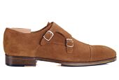 Chaussures homme double boucle velours cognac avec patin - GRESHEY PATIN