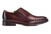 Richelieu homme patiné chocolat semelle cuir - GRAKLEY