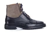 Derby boots homme - Noir et Velours Taupe - IRVING II GOMME