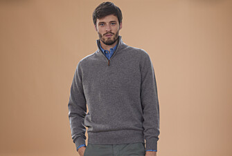 Pull col zippé homme laine Gris Chiné - KENNETH
