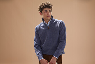 Pull homme laine col zippé Bleu Foncé Chiné - KENNETH