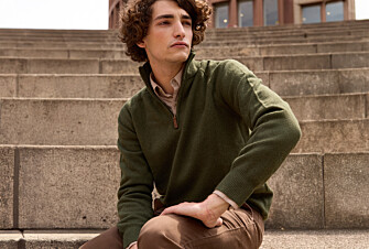 Pull homme laine col zippé Vert - KENNETH