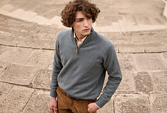 Pull homme laine col zippé Vert Chiné - KENNETH