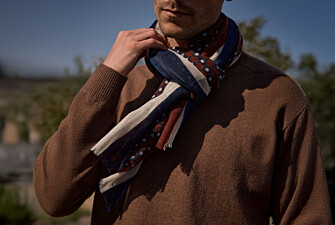 Écharpe homme en laine bordeaux et bleue