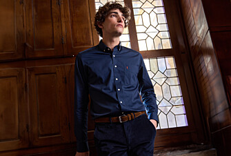 Chemise navy 100% coton - Col américain - ALVIN