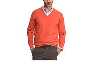 Pull homme laine col V Orange Feu - ELOUAN