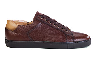 Sneaker homme en cuir grainé chocolat patiné à la main - INGLEWOOD