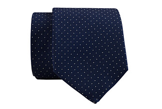 Cravate homme en soie à micro-pois marine et beige