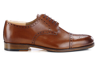 Derbies homme Cognac Patiné semelle cuir avec patin - BALDERTON PATIN