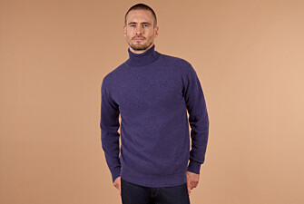 Pull homme col roulé violet chiné en laine d'agneau - EMERIC