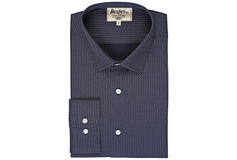 Chemise imprimée navy motifs beiges - Col français - ALPHONSE