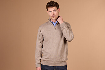 Pull col zippé homme fin coton bio/cachemire Taupe Chiné - VLAD