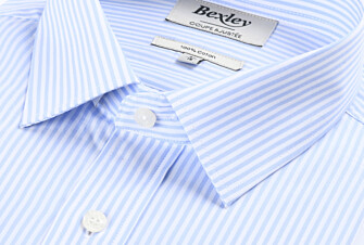 Chemise coton rayée bleu clair et blanc - MAXIMILIEN