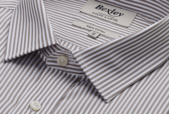 Chemise popeline rayée Taupe et Blanc - MAXIMILIEN