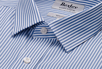 Chemise homme en popeline à rayures bleu gris et blanc - MAXIMILIEN