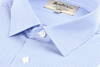 Chemise à fines rayures bleues - Col français - AUBERTIN CLASSIC