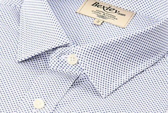 Chemise blanche imprimée motifs bleus - Col français - BERANGER