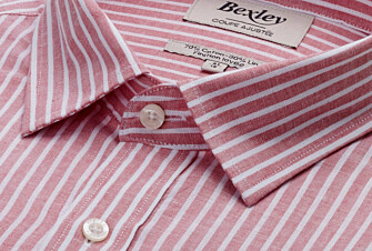 Chemise à rayures coton/lin Vieux Rose et Blanc - EDIBERT