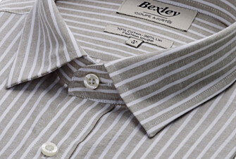 Chemise à rayures coton/lin Chambray Tilleul et Blanc - EDIBERT