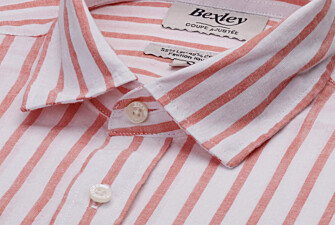 Chemise en coton et lin à rayures blanc et orange - EDIBERT