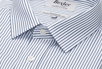 Chemise homme blanches à rayures vertes foncées - GEOFFROY