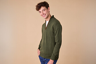 Pull col zippé homme laine Vert - KEITHY