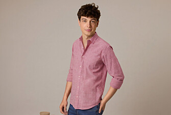Chemise coton lin Chambray Rouge - SILBERT