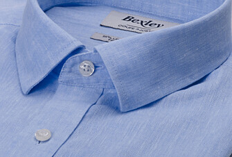 Chemise coton lin Chambray Bleu Clair - Col Français - SILBERT