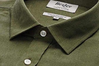 Chemise coton lin Chambray Vert Foret - Col Français - SILBERT